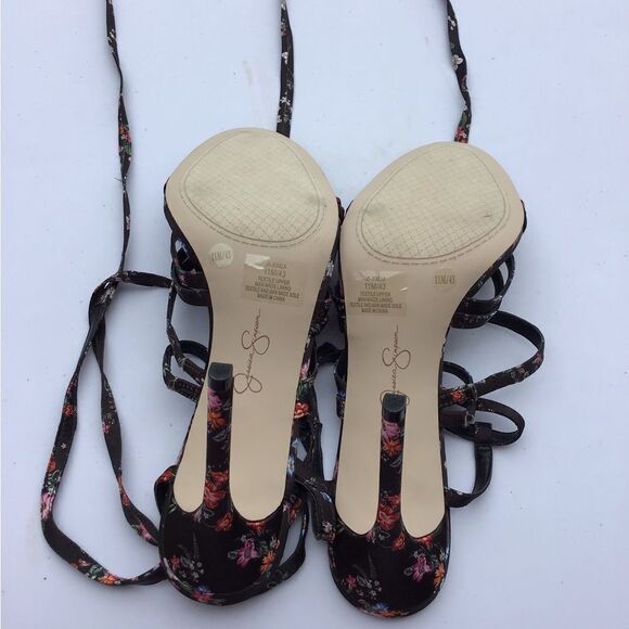 Jessica Simpson Black Jexilla Floral Strappy Wrap Sandal Size 11 (43) - Picture 8 of 10